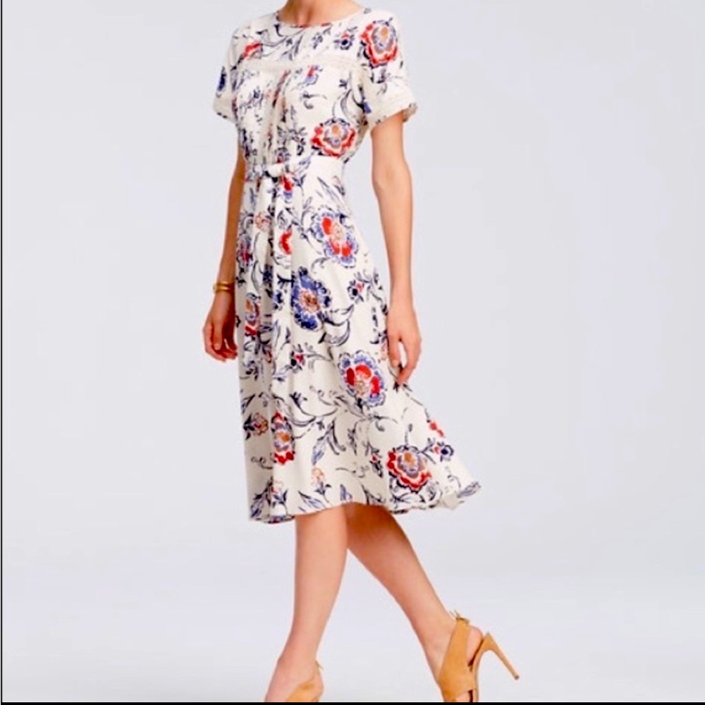 Ann Taylor floral lace midi dress